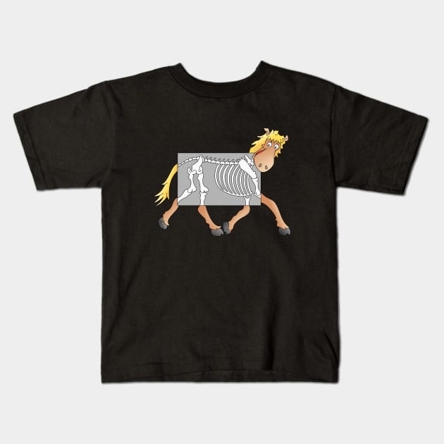 Horse Xray Cartoon Kids T-Shirt by mailboxdisco